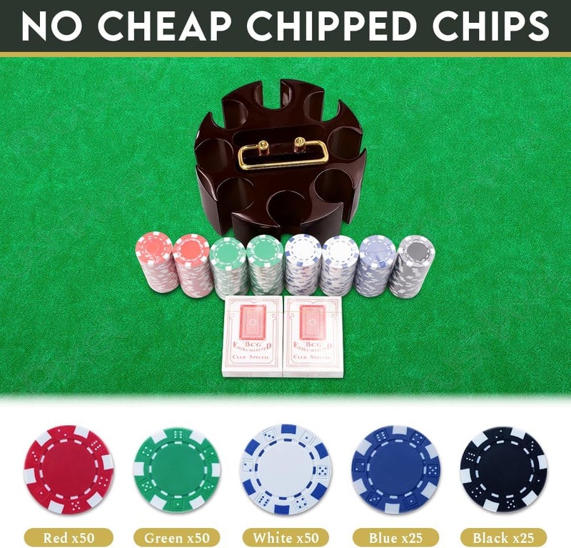 COMFECTO Poker Set, 200pcs 11.5gr Hefty Casino Chip Set with Solid Wooden Rotating Carousel Case and 2 Decks of Game Play Cards Kit for Beginners Casual and Professional Holdem Blackjack Poker Players - Image 5
